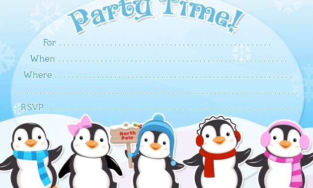 Free Printable Penguin Winter Or Holiday Invitation Template From throughout measurements 1600 X 1143