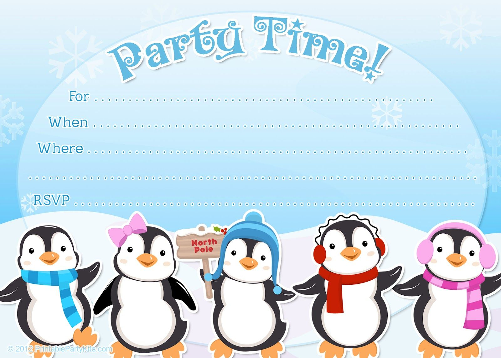 Free Printable Penguin Winter Or Holiday Invitation Template From throughout measurements 1600 X 1143