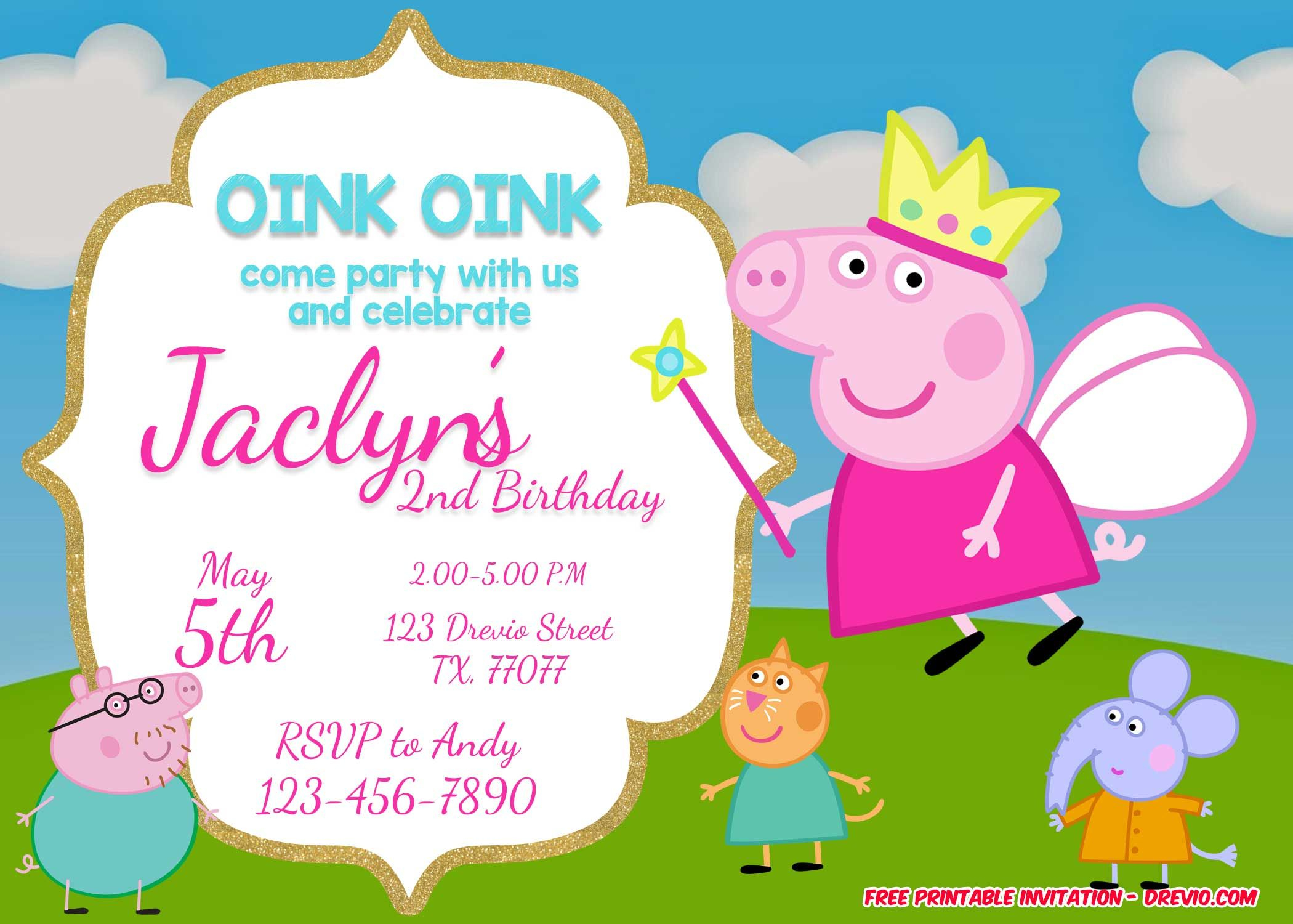 Free Printable Peppa Pig Invitation Free Printable Birthday inside dimensions 2100 X 1500