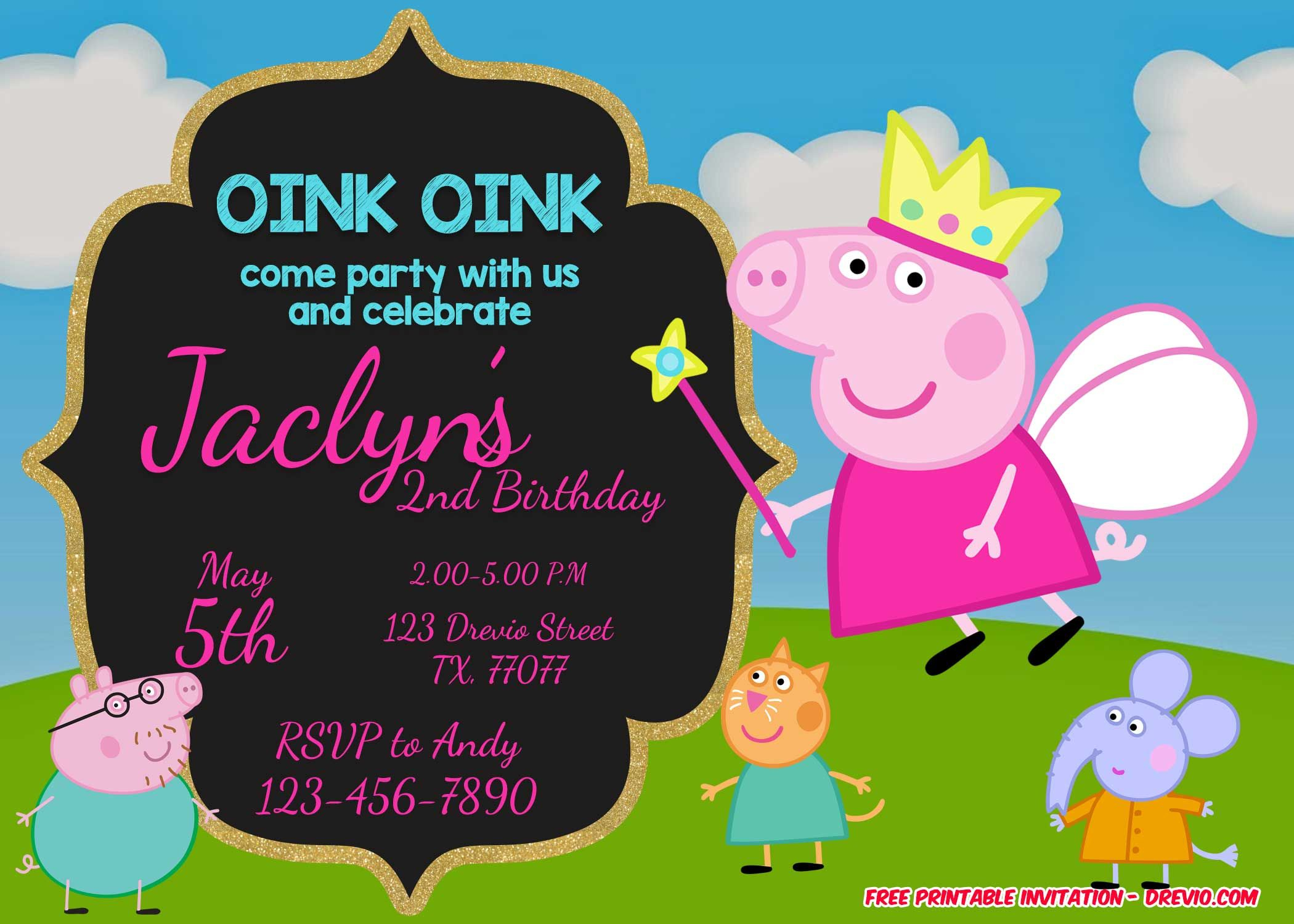 Free Printable Peppa Pig Invitation Free Printable Birthday throughout sizing 2100 X 1500