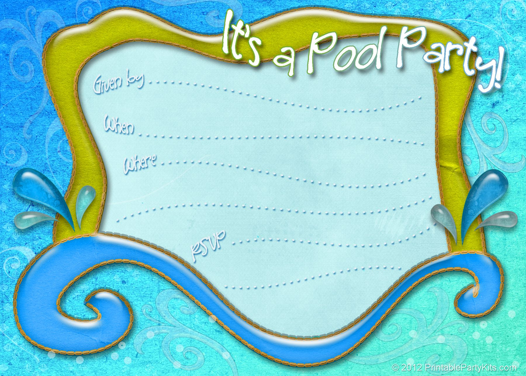 Free Printable Pool Party Invitation Template From intended for measurements 1800 X 1286