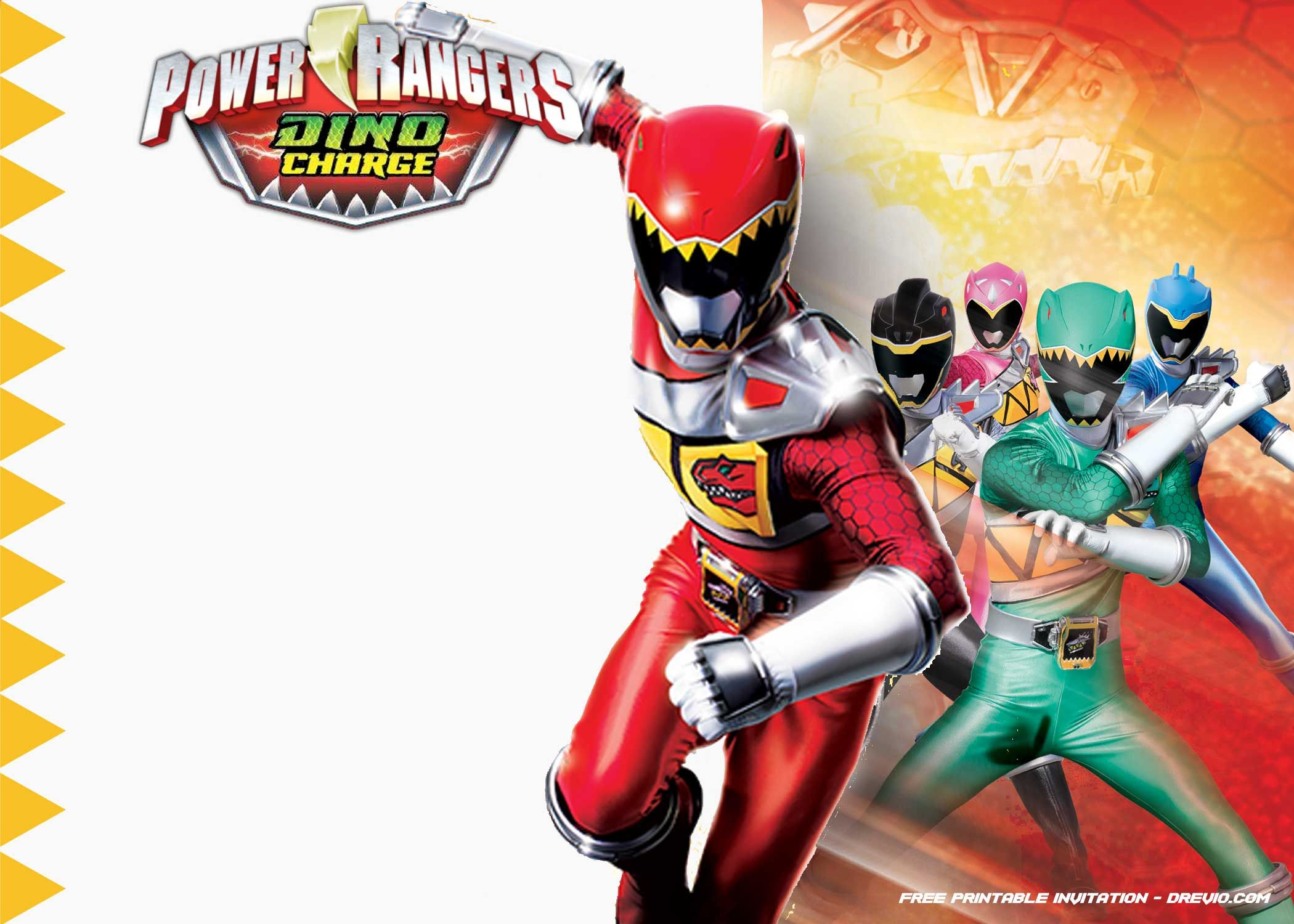 Free Printable Power Rangers Dino Charge Invitation Desserts with regard to proportions 2100 X 1500