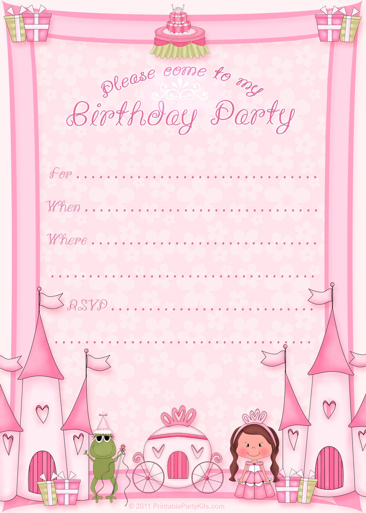 Free Printable Princess Birthday Invitation Template Cupcake in size 1500 X 2100