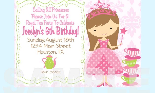 Free Printable Princess Tea Party Invitations Templates Party in measurements 1493 X 1002