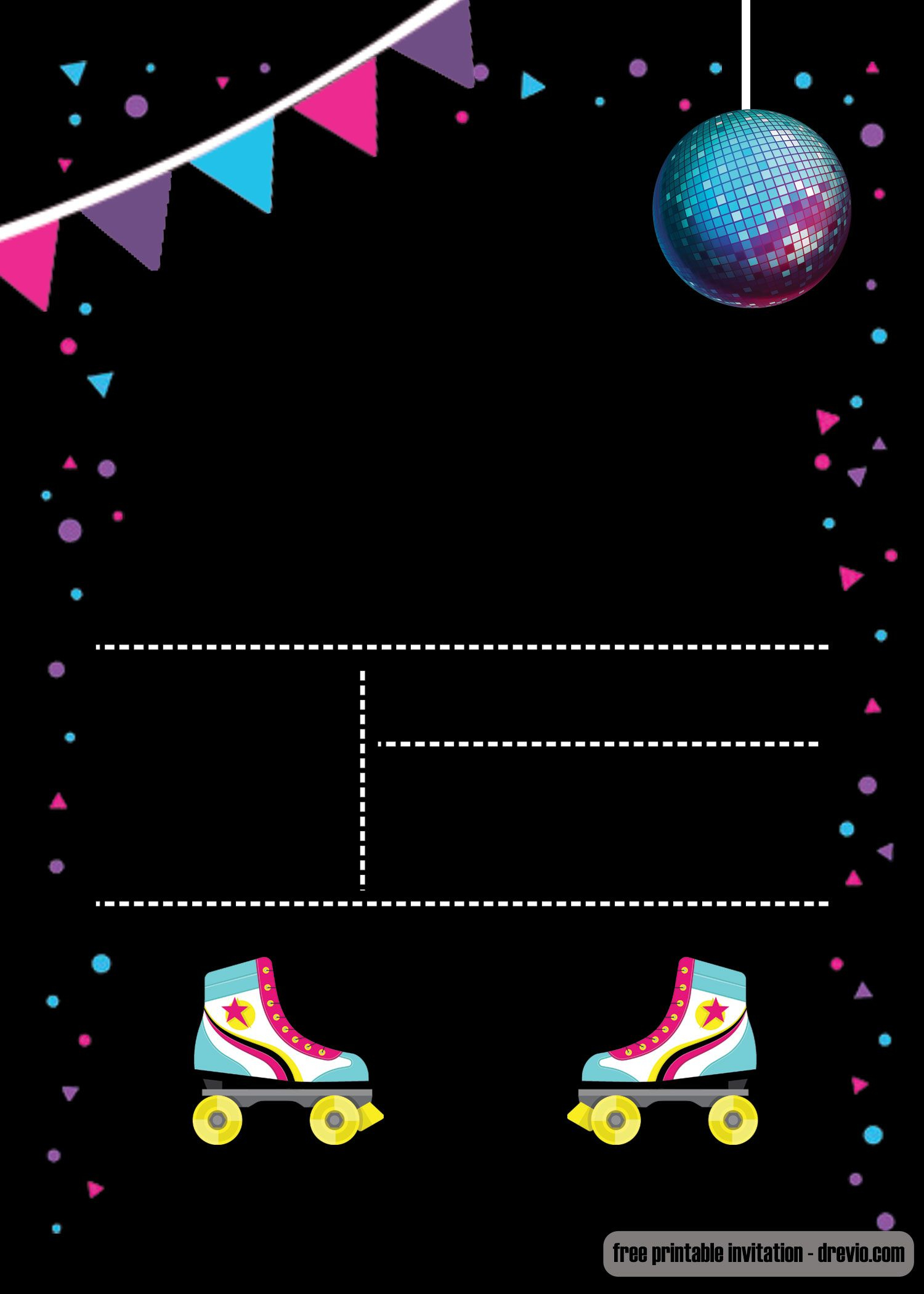 Free Printable Roller Skating Invitation Invites Birthday throughout dimensions 1500 X 2100