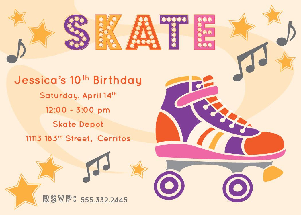 Free Printable Roller Skating Party Invitations Laylas Birthday intended for size 1050 X 750