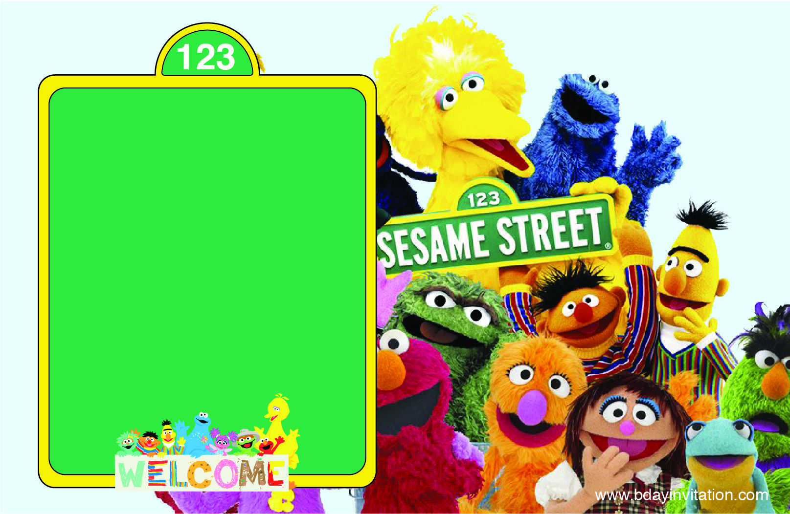 Free Printable Sesame Street Birthday Invitation Template Bday inside size 1615 X 1052