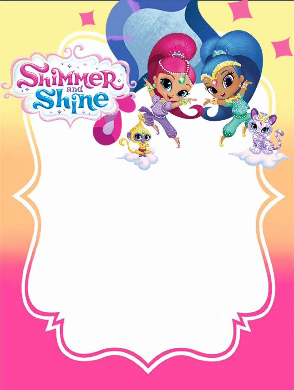 Free Printable Shimmer And Shine Invitation Card 4th Birthday In intended for sizing 1000 X 1326