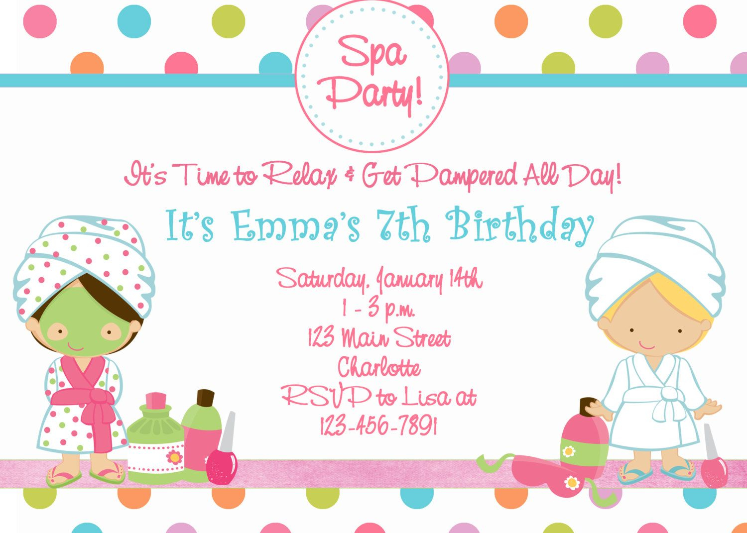 Free Printable Spa Birthday Party Invitations Spa At Home Spa for sizing 1500 X 1071