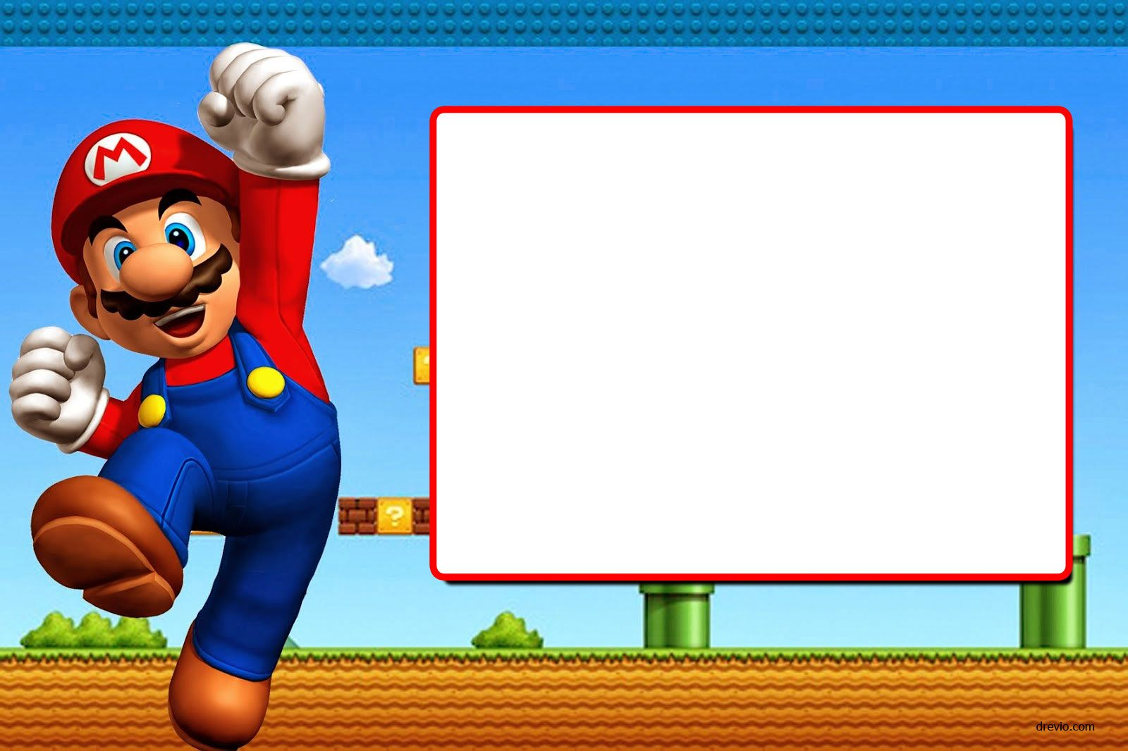 Free Printable Super Mario Bros Invitation Template Mario Bros for dimensions 1600 X 1066