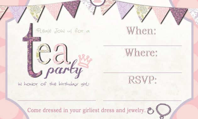 Free Printable Tea Party Invitation Template Tea Party In 2019 with proportions 1600 X 1143