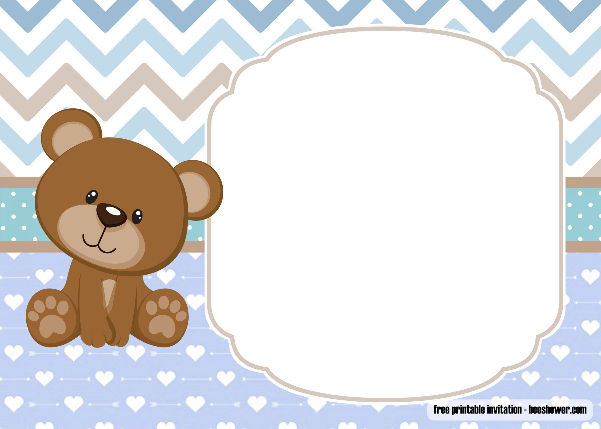 Free Printable Teddy Bear Ba Shower Invitations Template Free inside measurements 2100 X 1500