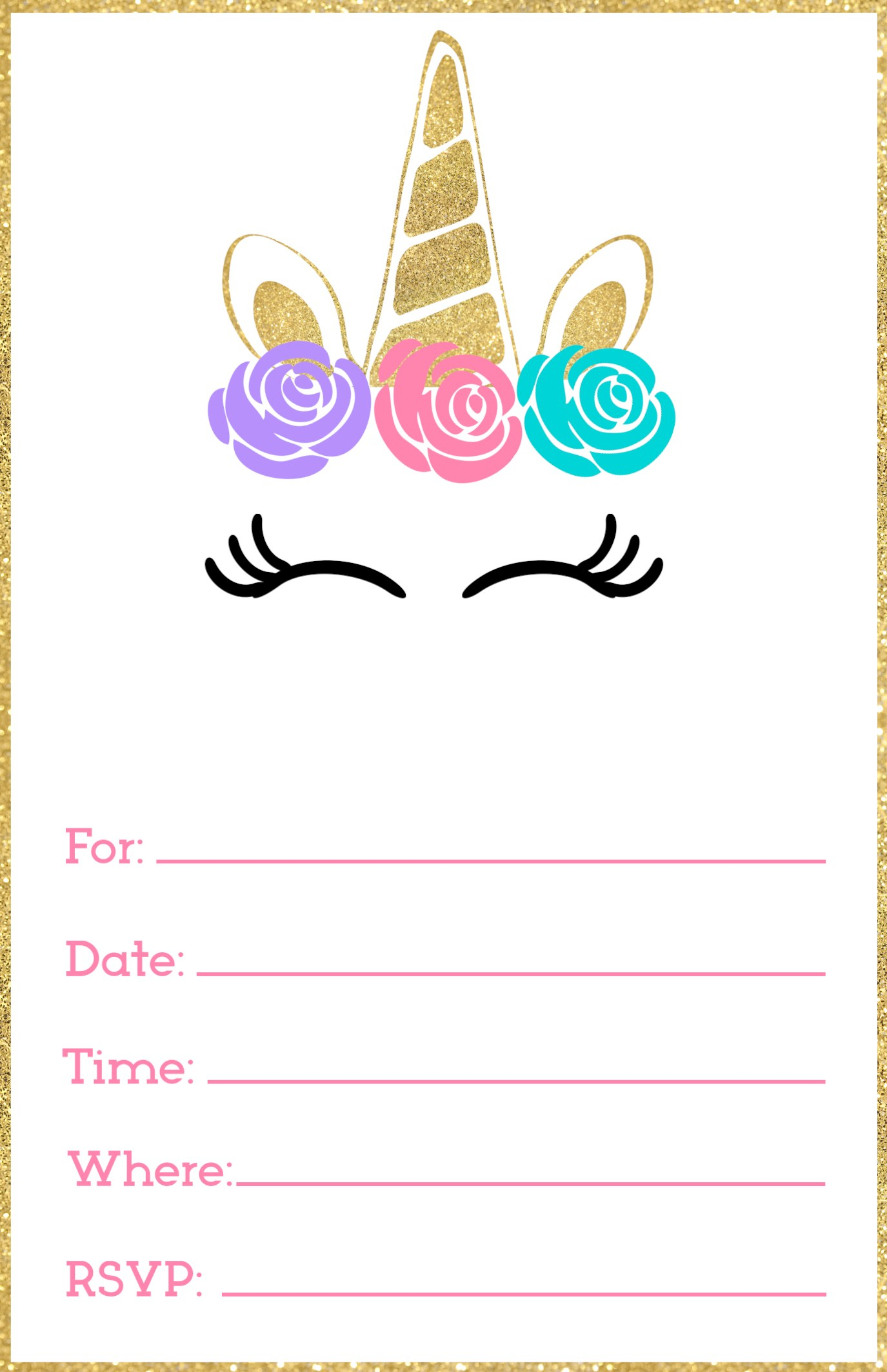 Free Printable Unicorn Invitations Template Paper Trail Design with regard to measurements 1375 X 2125