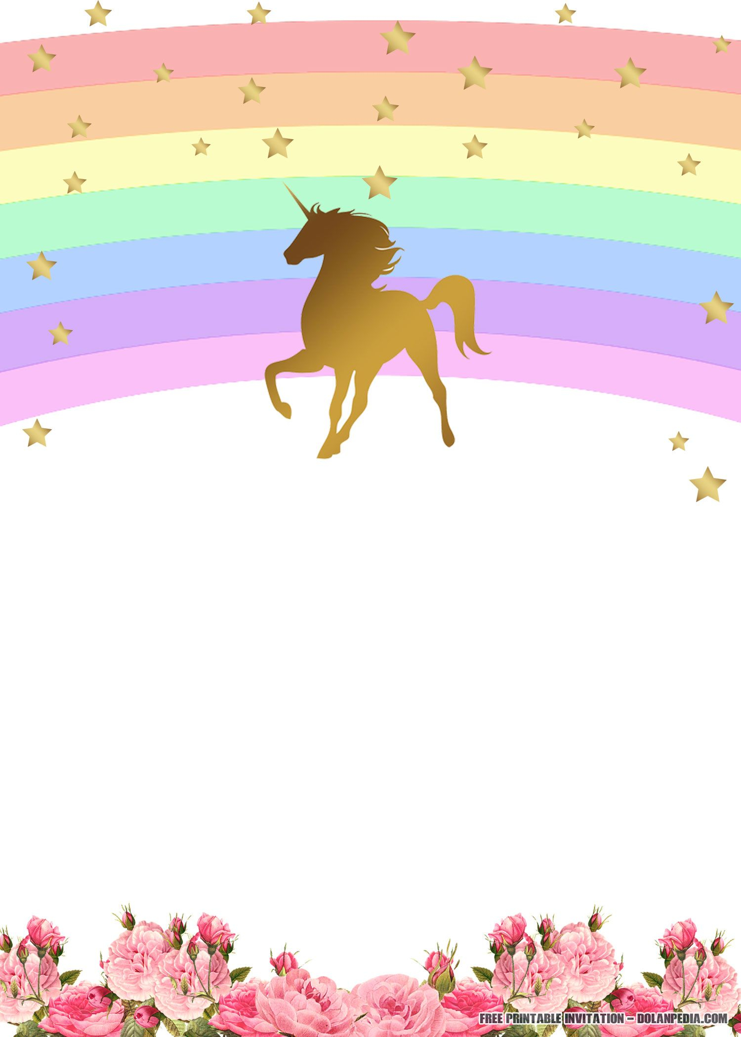 Free Printable Unicorn Rainbow Invitation Party Unicorn in size 1500 X 2100