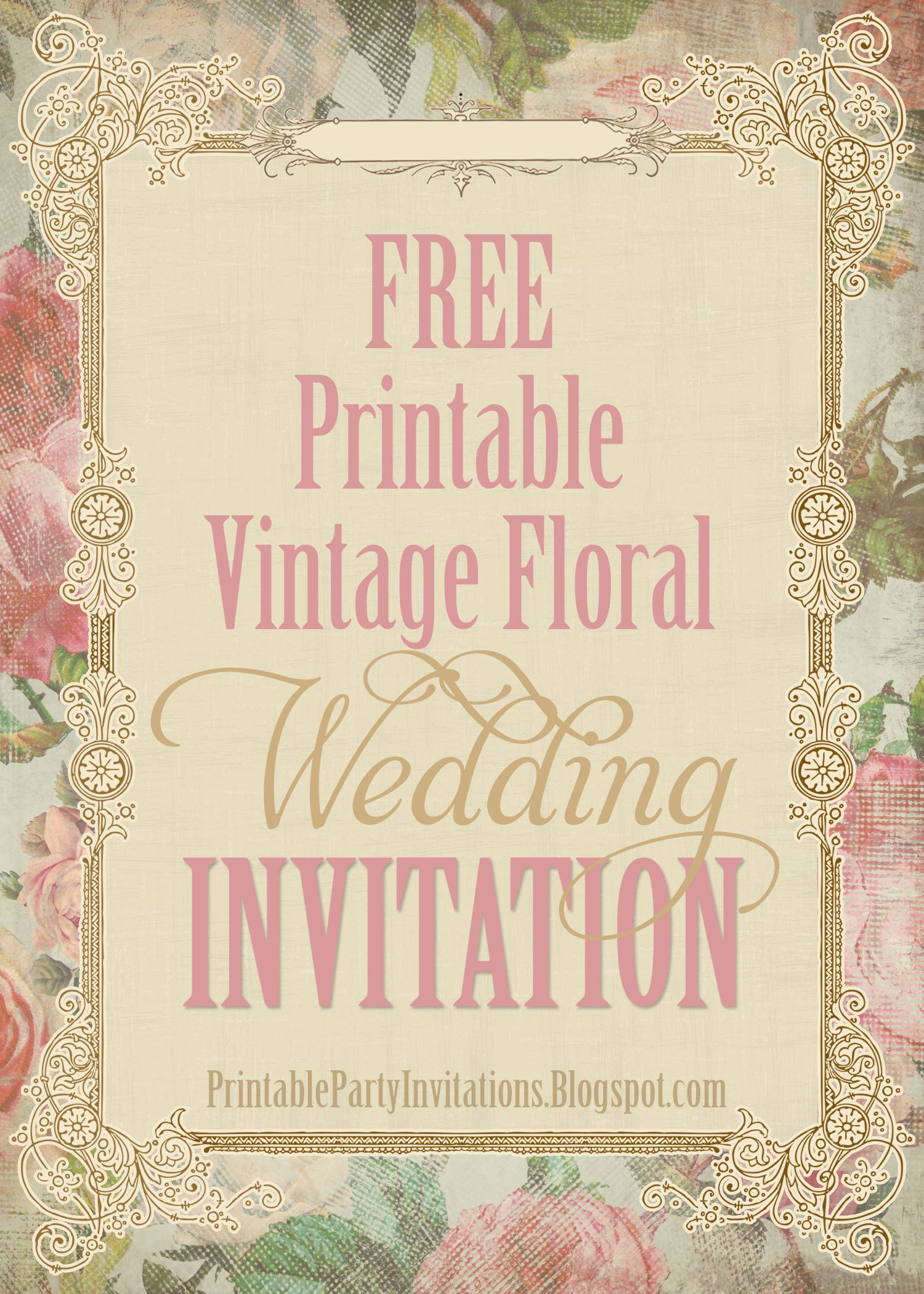 Free Printable Vintage Victorian Floral Wedding Invitation Wedding intended for sizing 1500 X 2100