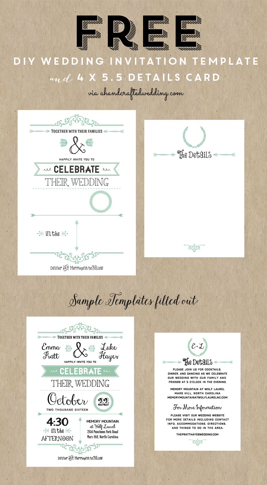 Free Printable Wedding Invitation Template Assorted Free in size 894 X 1627