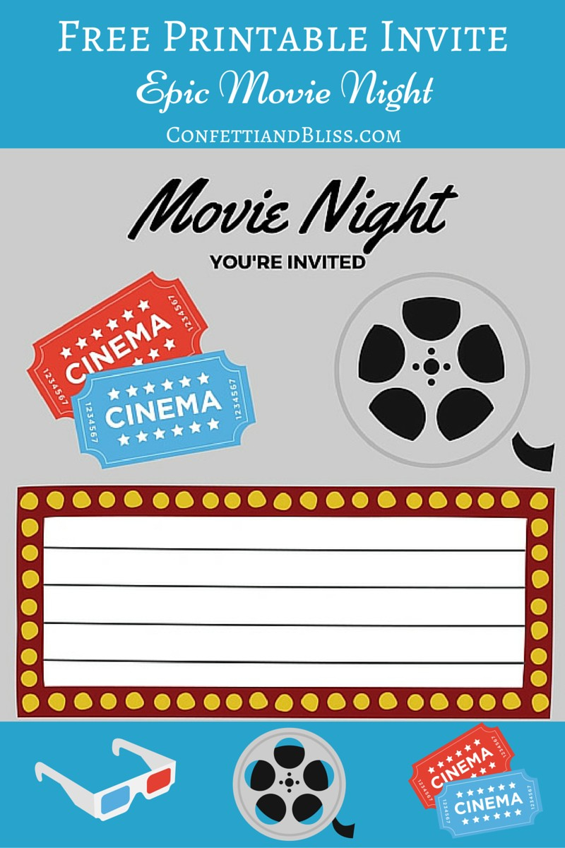Free Printables Printable Movie Night Invite throughout dimensions 800 X 1200