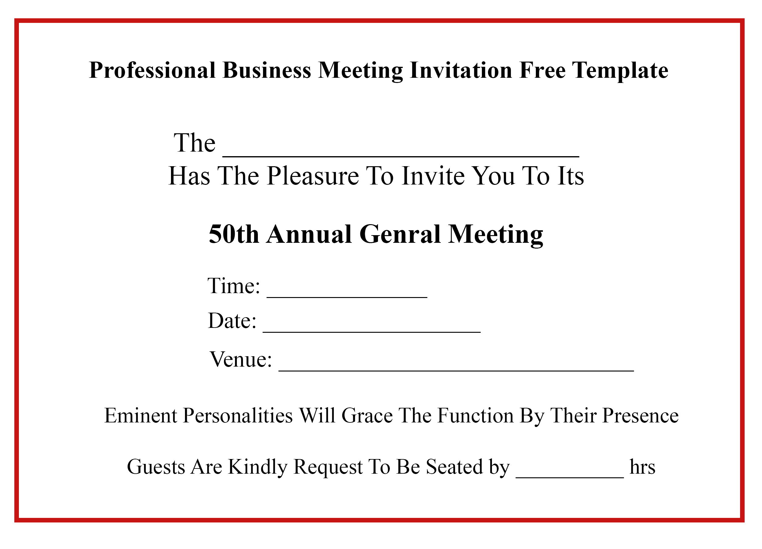 Free Professional Business Meeting Invitation Template With Example inside dimensions 2500 X 1800