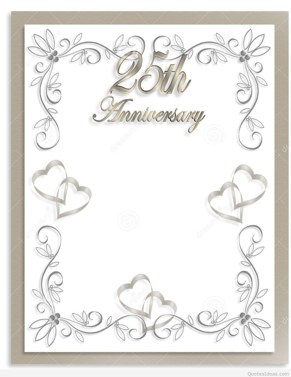 Free Silver Wedding Anniversary Invitations Templates Templates inside measurements 1017 X 1317