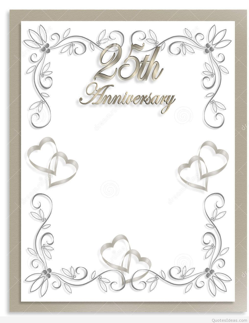 Free Silver Wedding Anniversary Invitations Templates Templates regarding dimensions 1017 X 1317