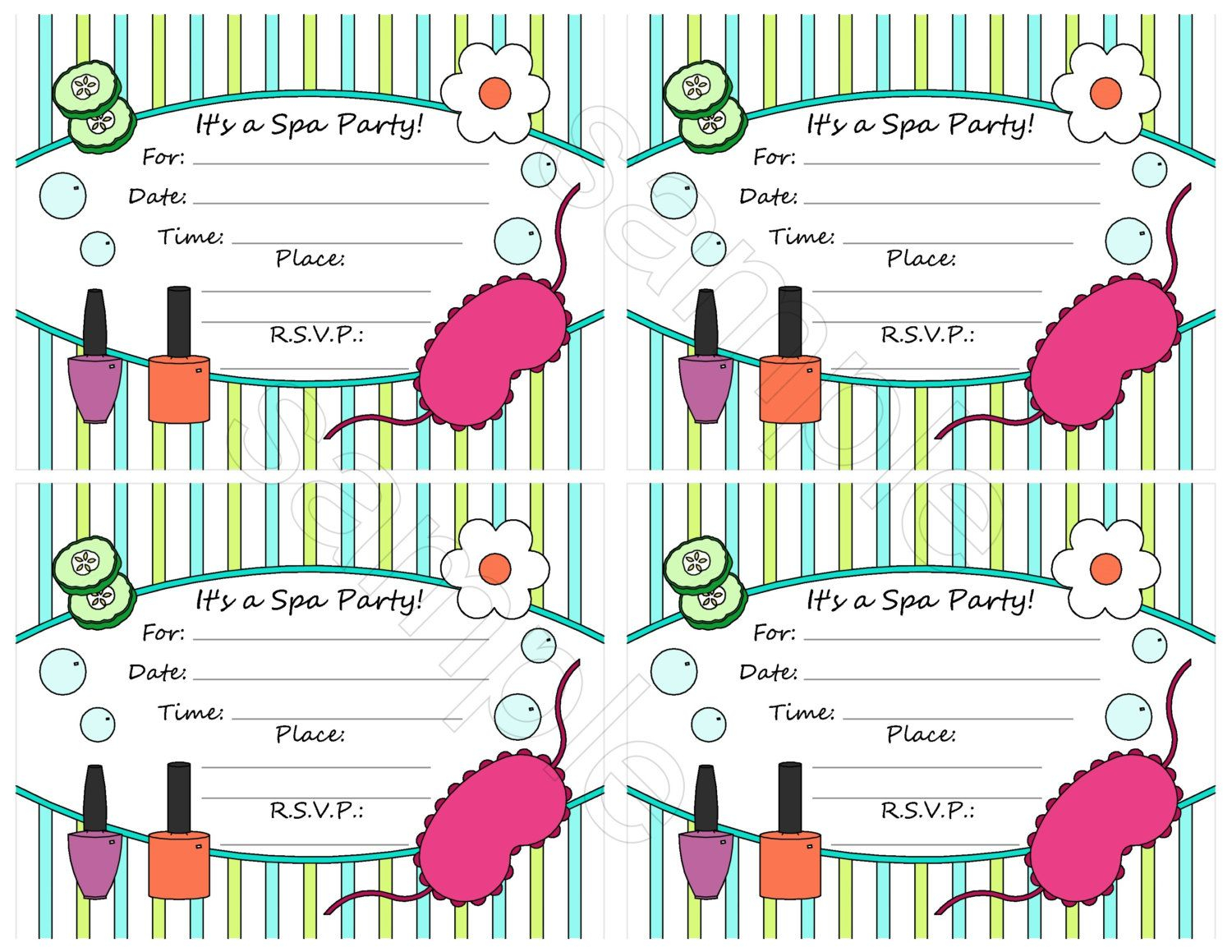 Free Spa Party Invitation Template Diy And Crafts In 2019 Spa intended for size 1500 X 1159