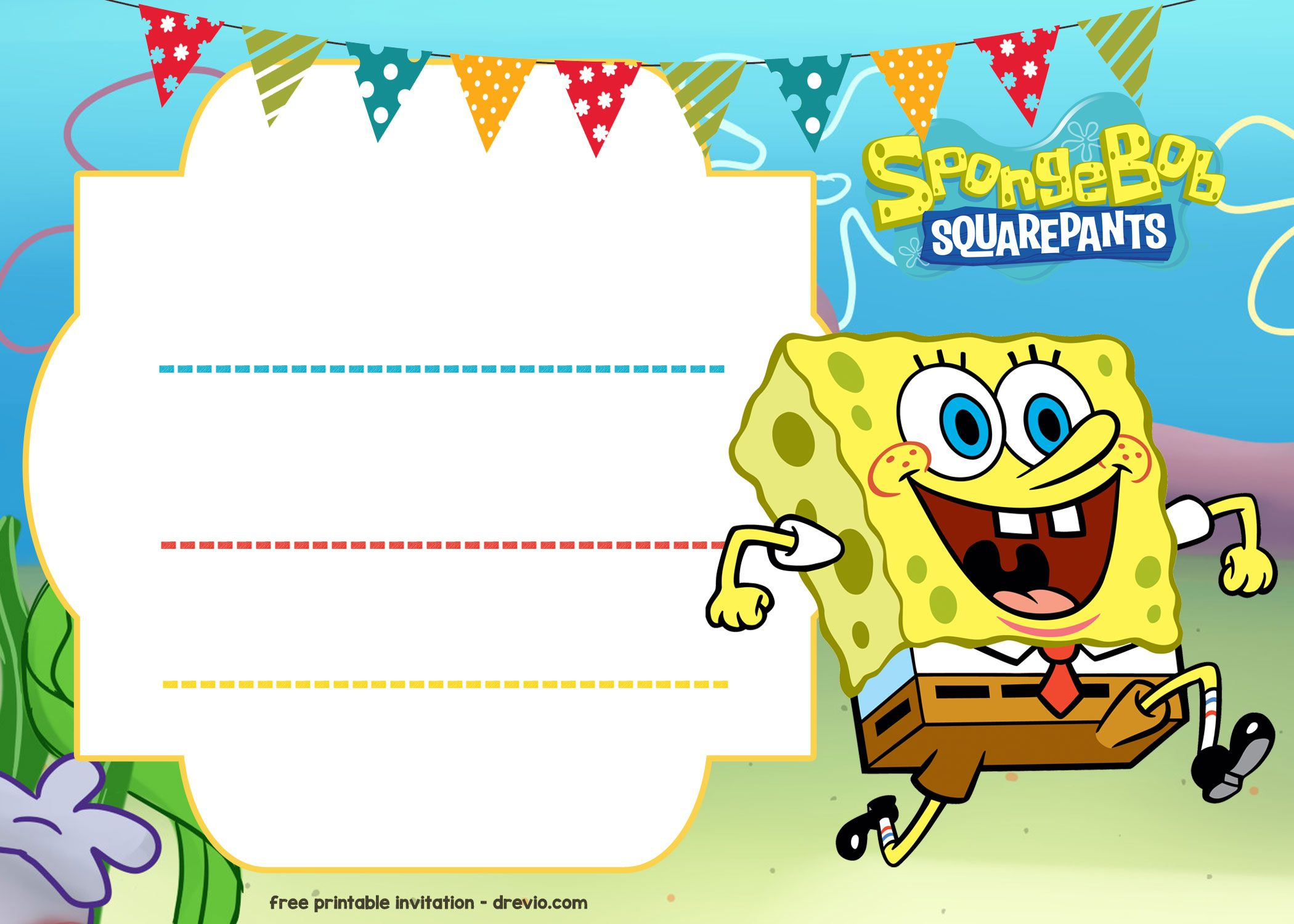 Free Spongebob Birthday Invitation Free Printable Birthday with regard to dimensions 2100 X 1500