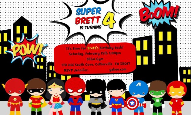 Free Superhero Birthday Party Invitation Templates Birthday Party inside size 1600 X 1143