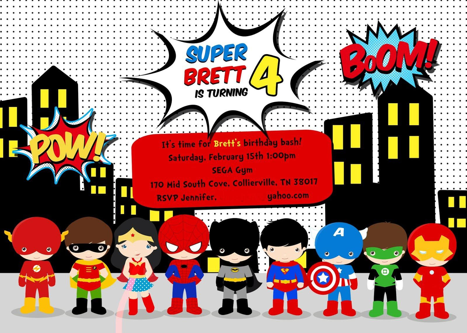 Free Superhero Birthday Party Invitation Templates Birthday Party inside size 1600 X 1143