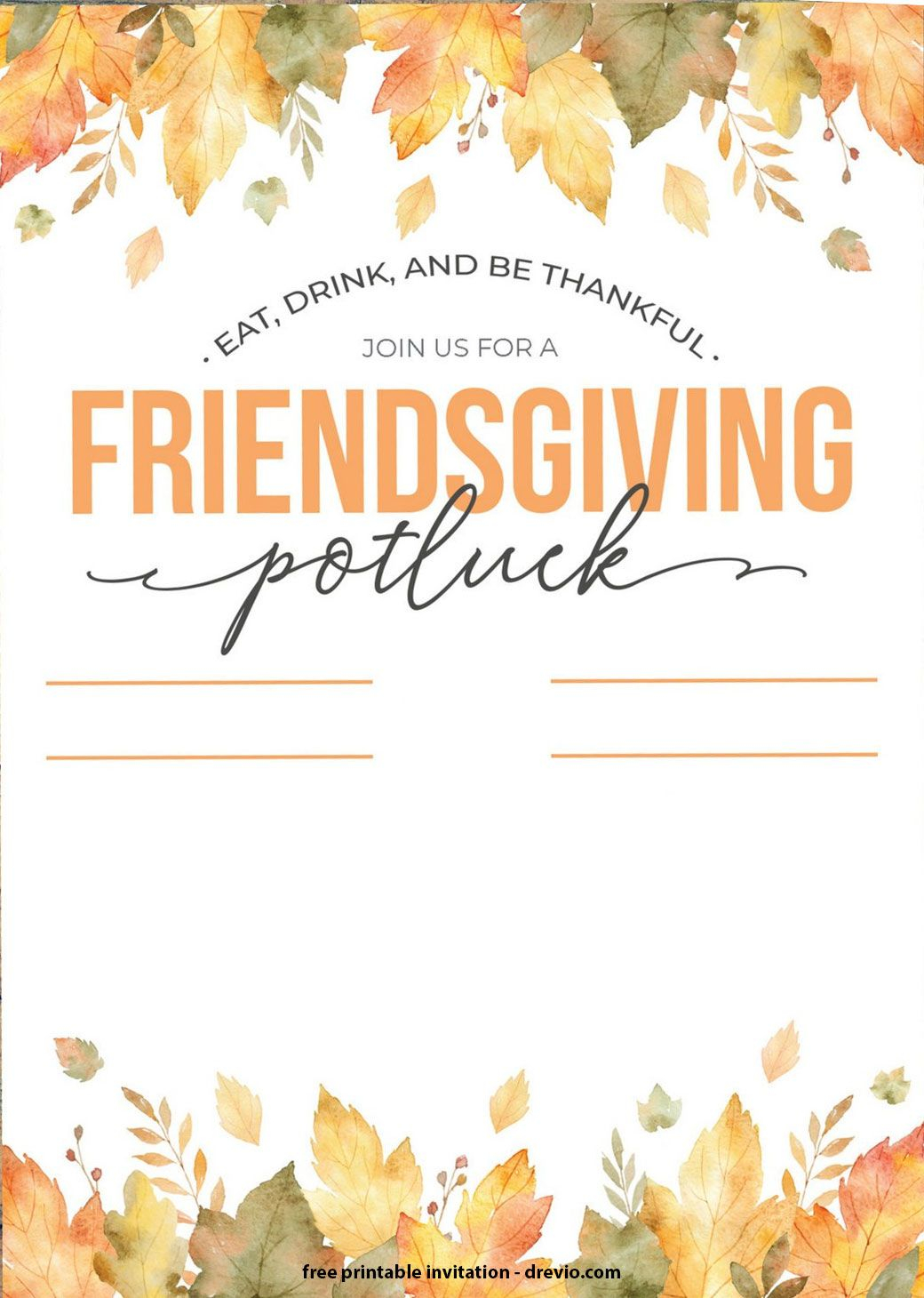 Free Thanksgiving Potluck Invitation Templates Free Printable throughout proportions 1040 X 1460