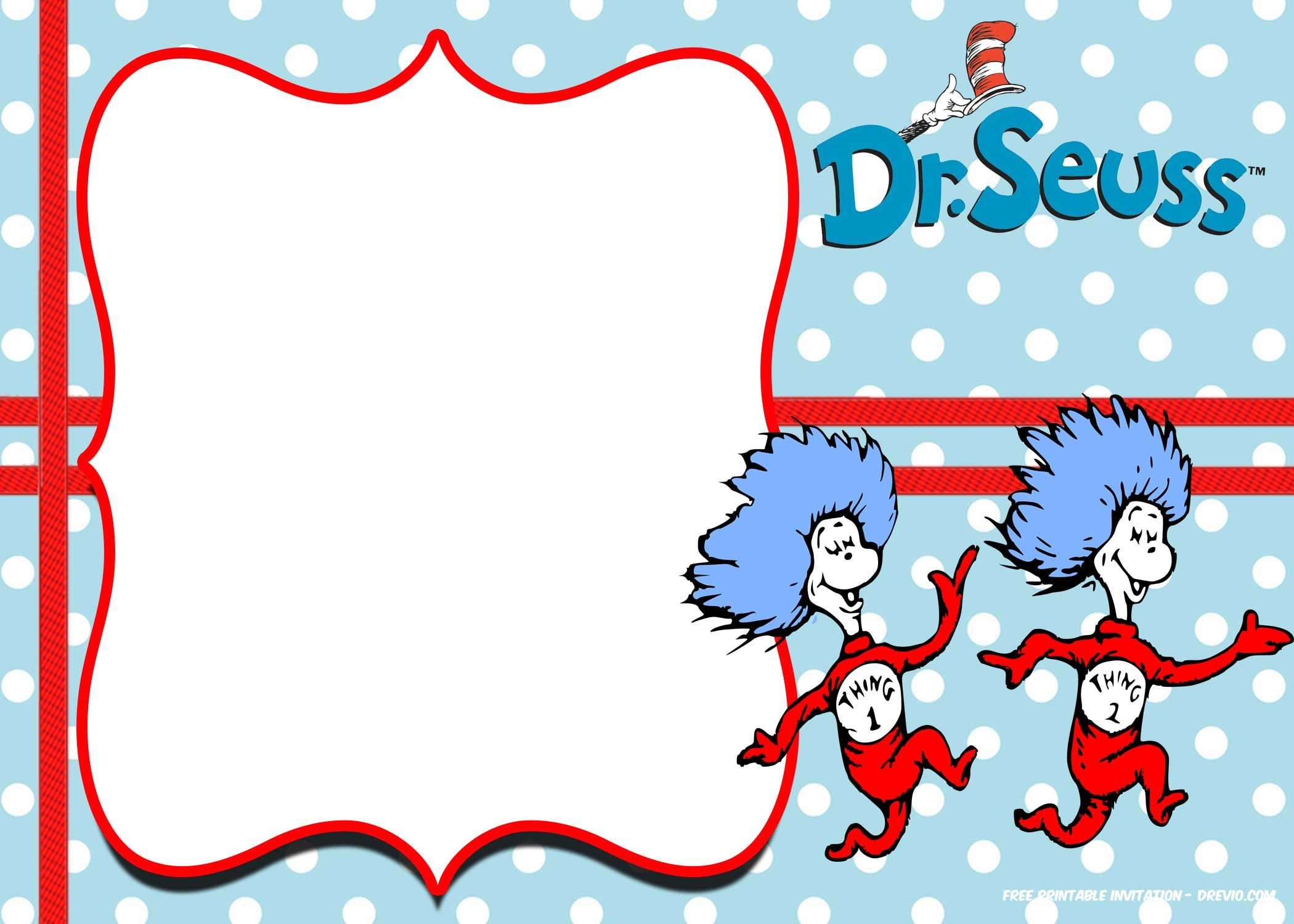 Free Thing 1 And Thing 2 Dr Seuss Invitation Free Printable with regard to proportions 2100 X 1500