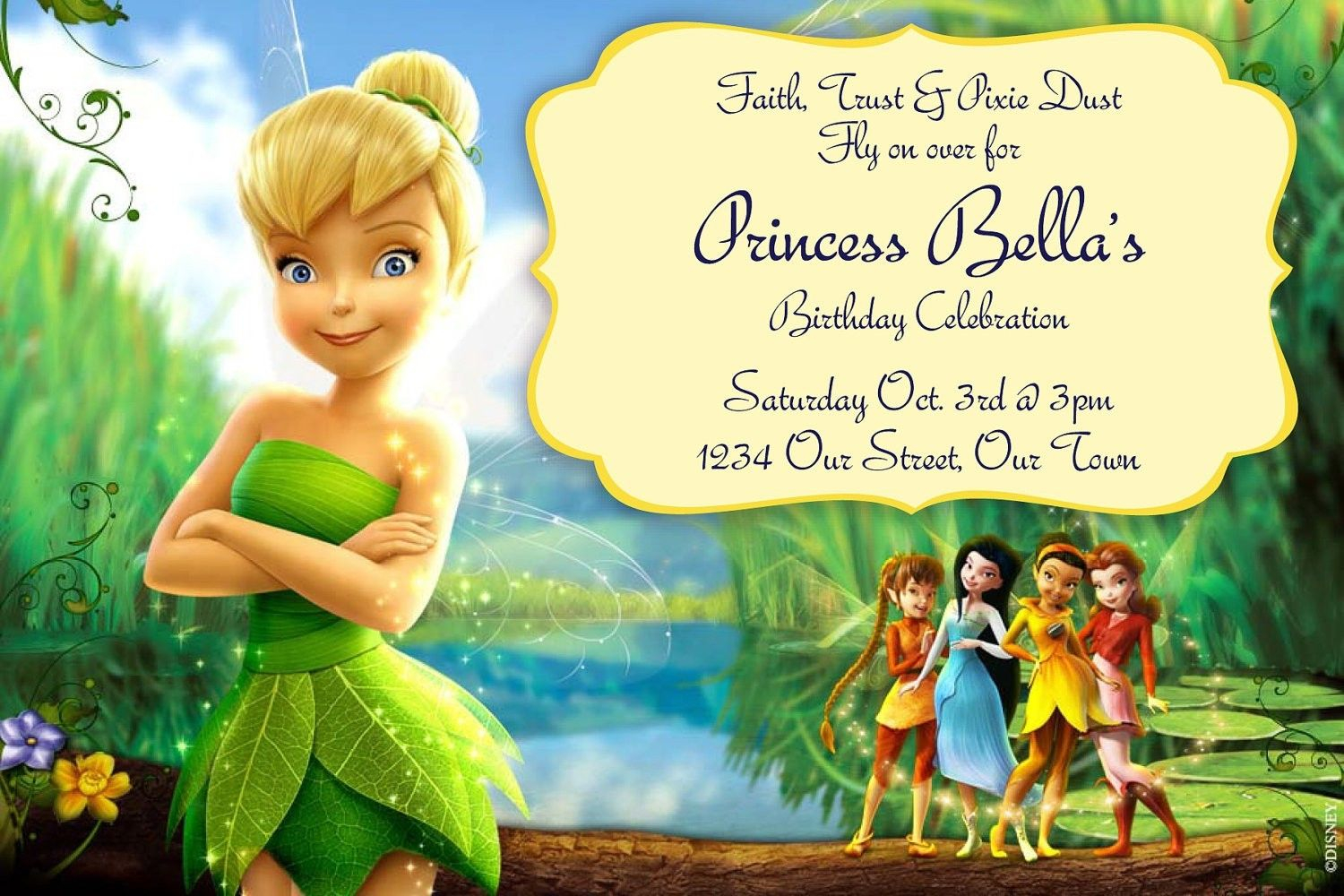Free Tinkerbell Birthday Invitation Templates Birthdays with regard to sizing 1500 X 1000