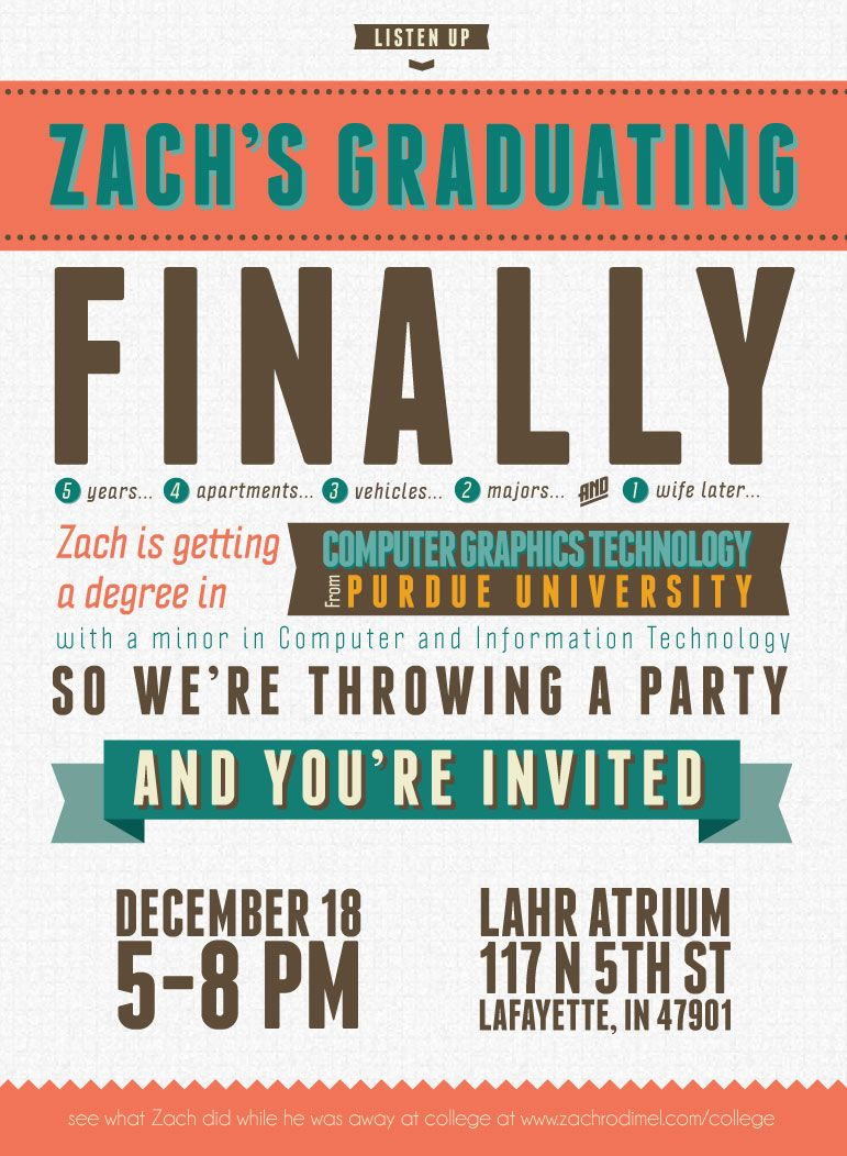 Free Typography Style College Graduation Invitation Indesign regarding sizing 771 X 1052