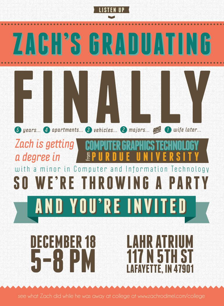 Free Typography Style College Graduation Invitation Indesign with regard to size 771 X 1052