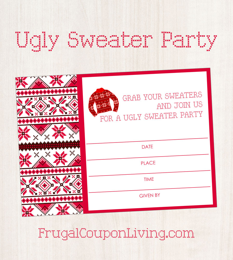 Free Ugly Sweater Party Invite Printable for dimensions 897 X 1000