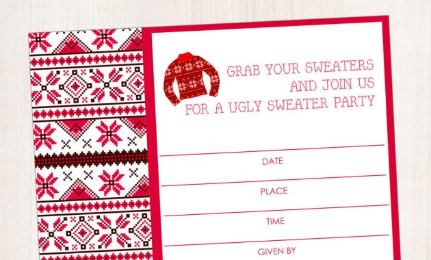 Free Ugly Sweater Party Invite Printable for size 897 X 1000