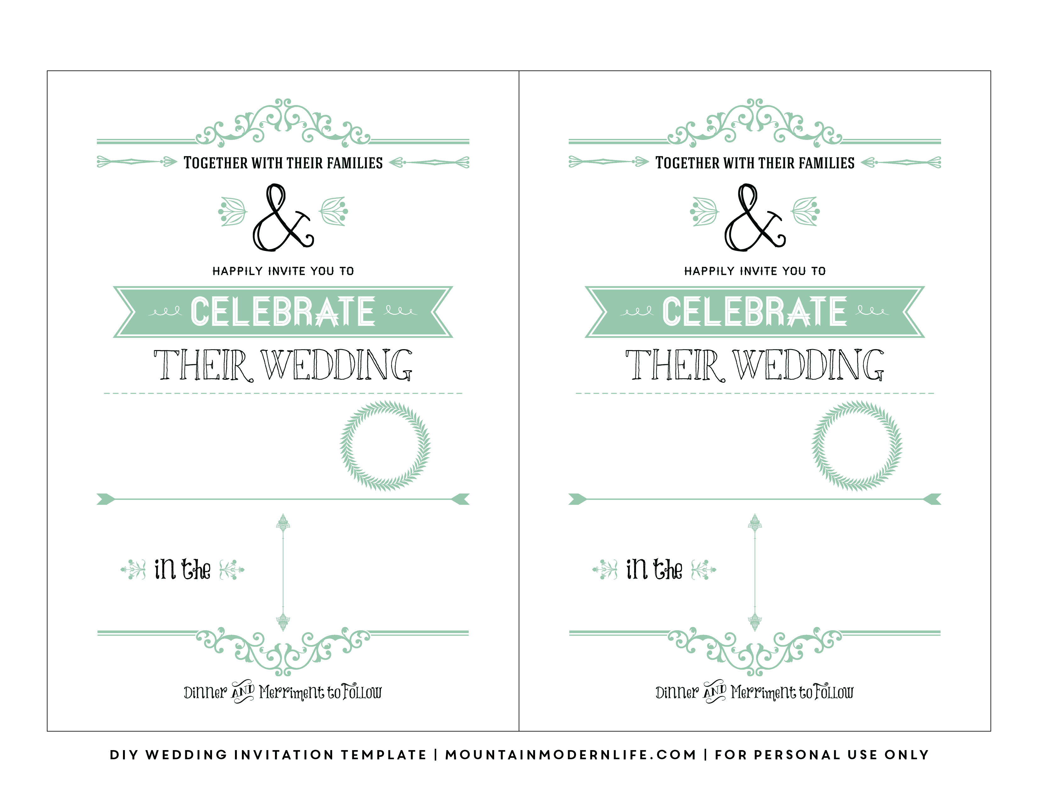 Free Wedding Invitation Template Mountainmodernlife inside size 3300 X 2550