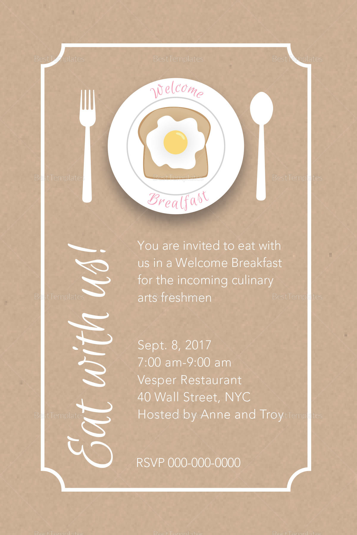 Freshmen Welcome Breakfast Invitation Design Template In Psd Word with regard to proportions 1200 X 1800