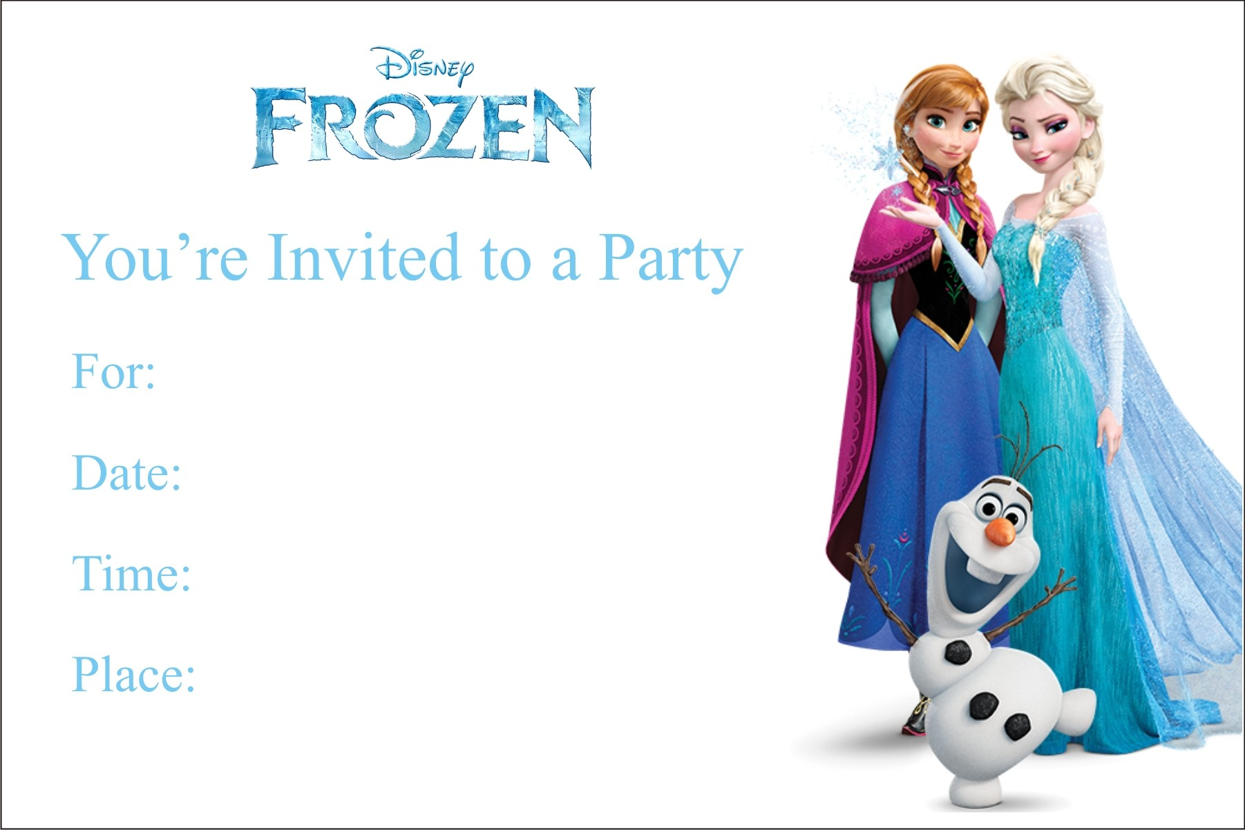 Frozen Free Printable Birthday Party Invitation Personalized Party for sizing 1802 X 1202