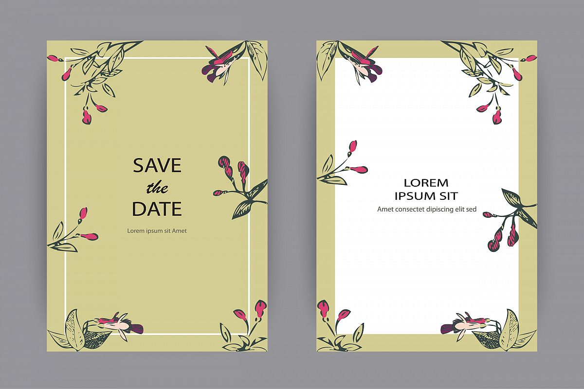 Fuchsia Flowers Wedding Invitation Card Template Design throughout dimensions 1200 X 800