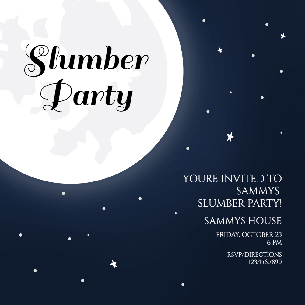 Full Moon Sleepover Party Invitation Template Free In 2019 within dimensions 1002 X 1002