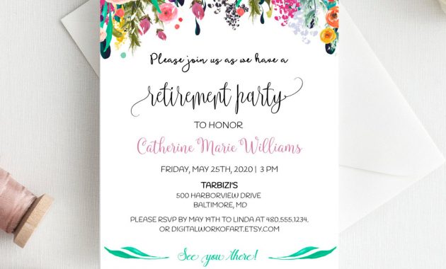 Fully Editable Retirement Party Invitation Template Printable Etsy with regard to sizing 1500 X 1737