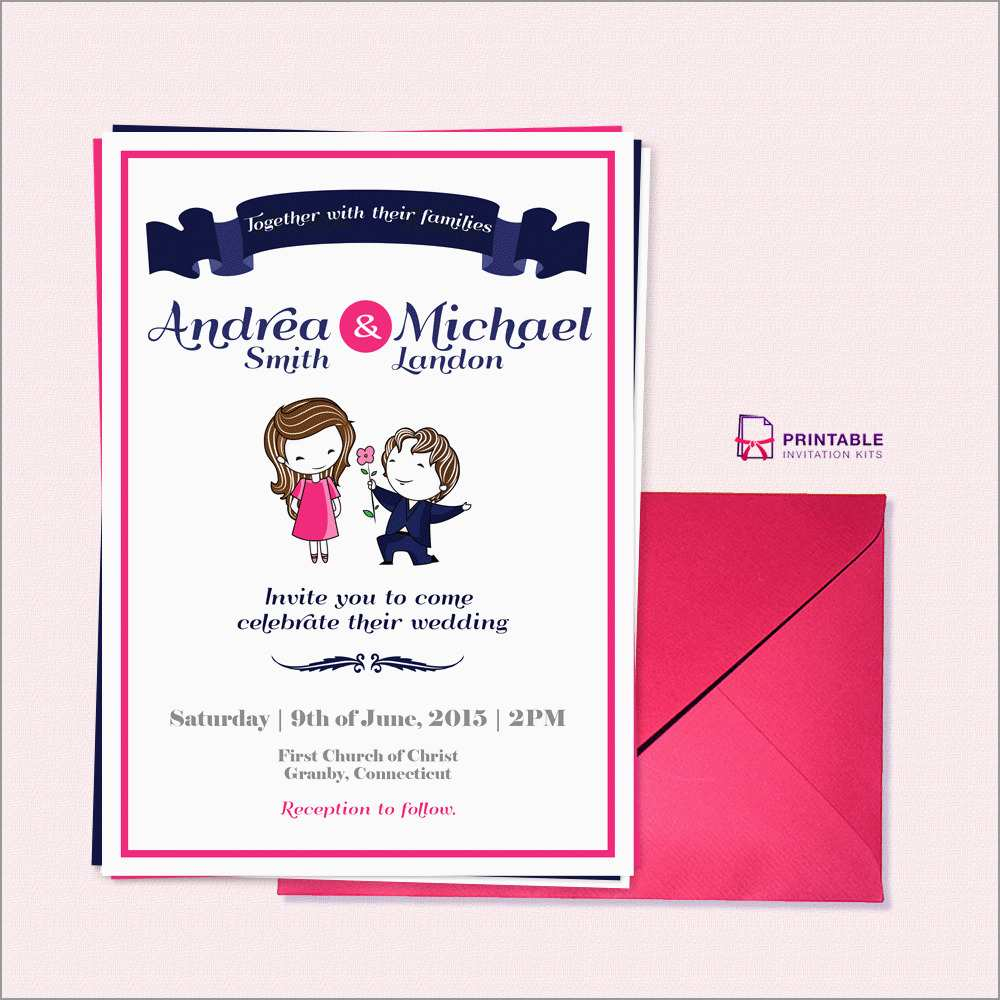Funny Wedding Invitation Templates Free Lovely Cute Couple for size 1000 X 1000