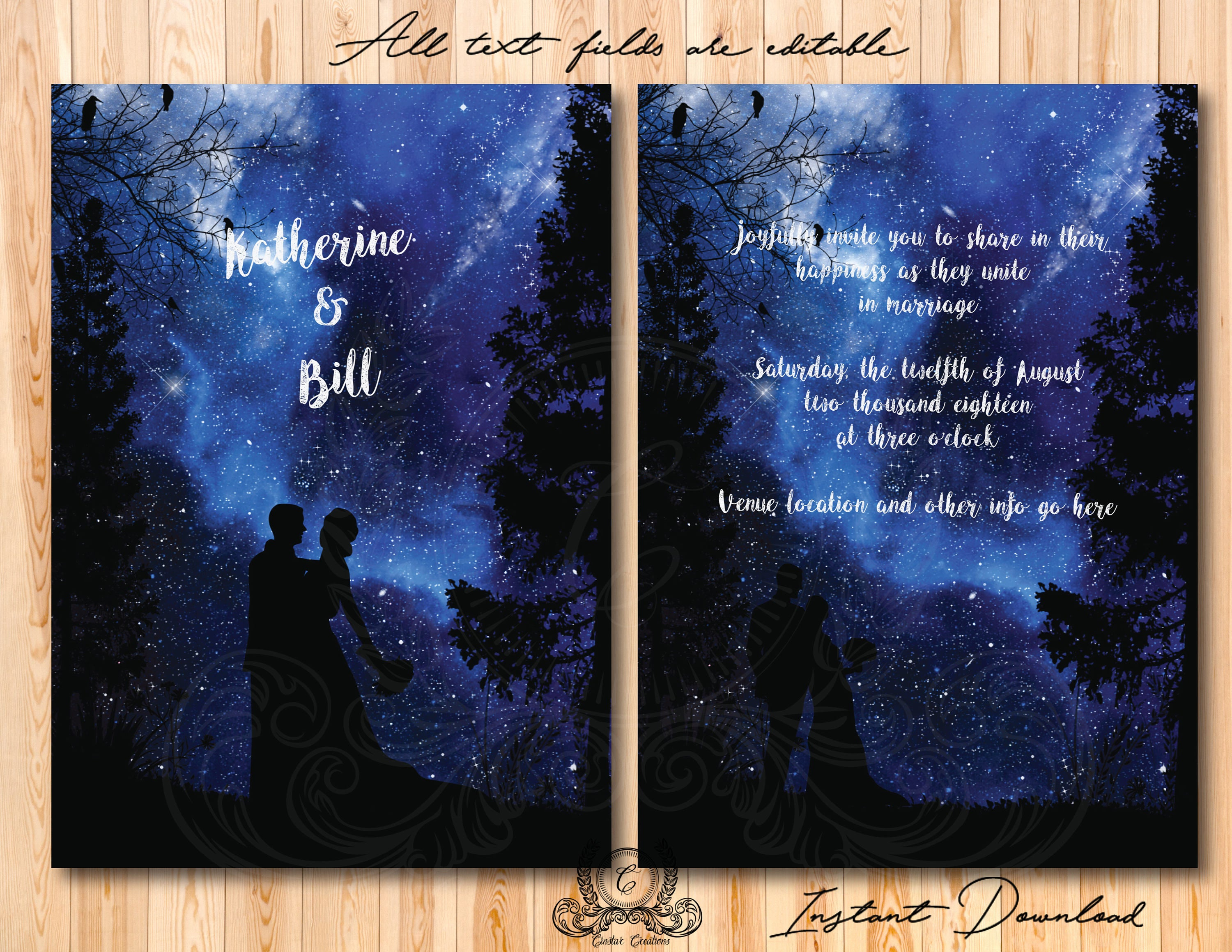 Galaxy Invitation Written In The Stars Template Editable Etsy pertaining to size 3000 X 2318