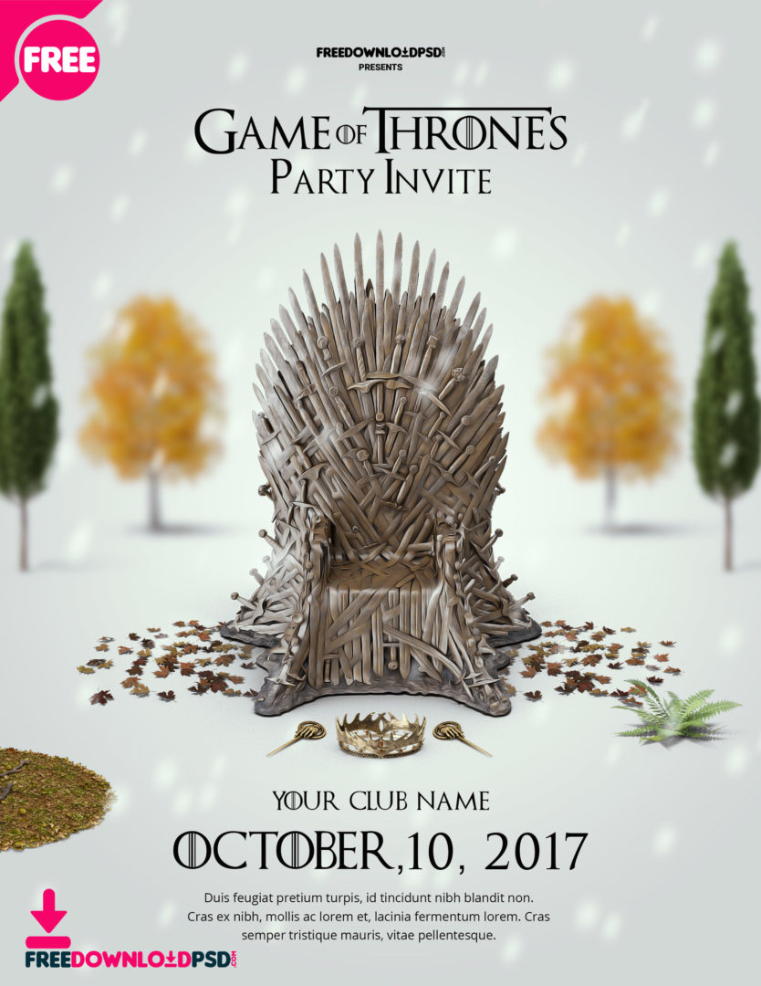 Game Of Thrones Party Invite Flyer Template Psdflyerco in proportions 834 X 1080