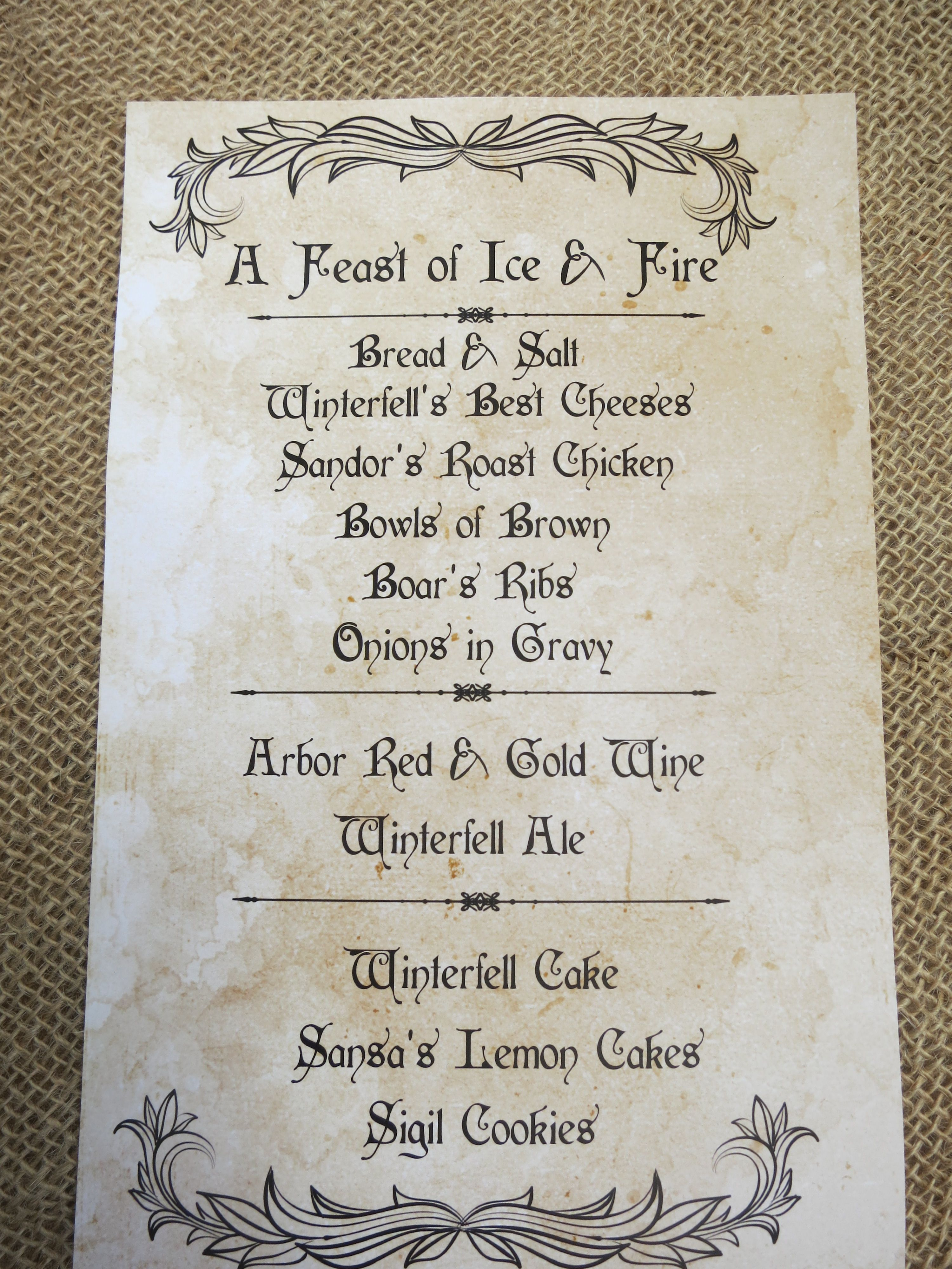 Game Of Thrones Party Menu Party In 2019 Game Of Thrones Party with proportions 3000 X 4000
