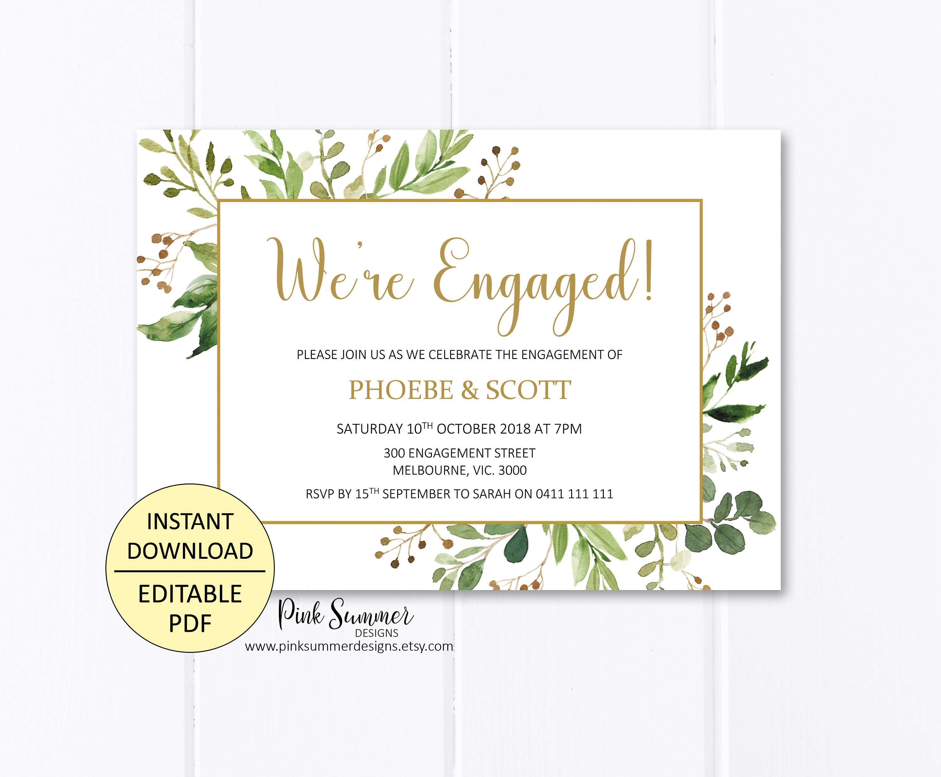 Garden Engagement Invitations Template Printable Engagement Etsy with dimensions 3000 X 2478