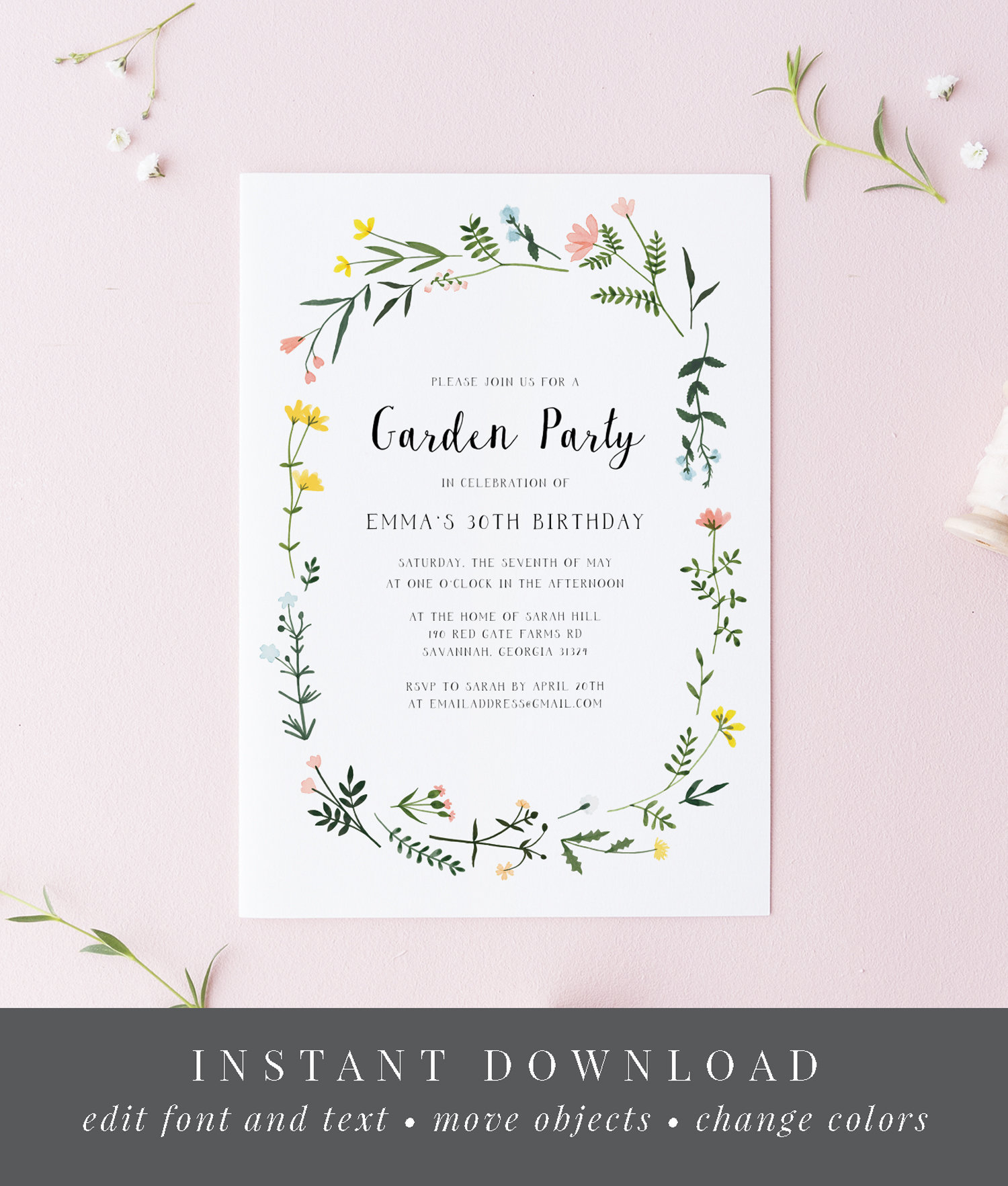 Garden Party Invitation Template • Business Template Ideas