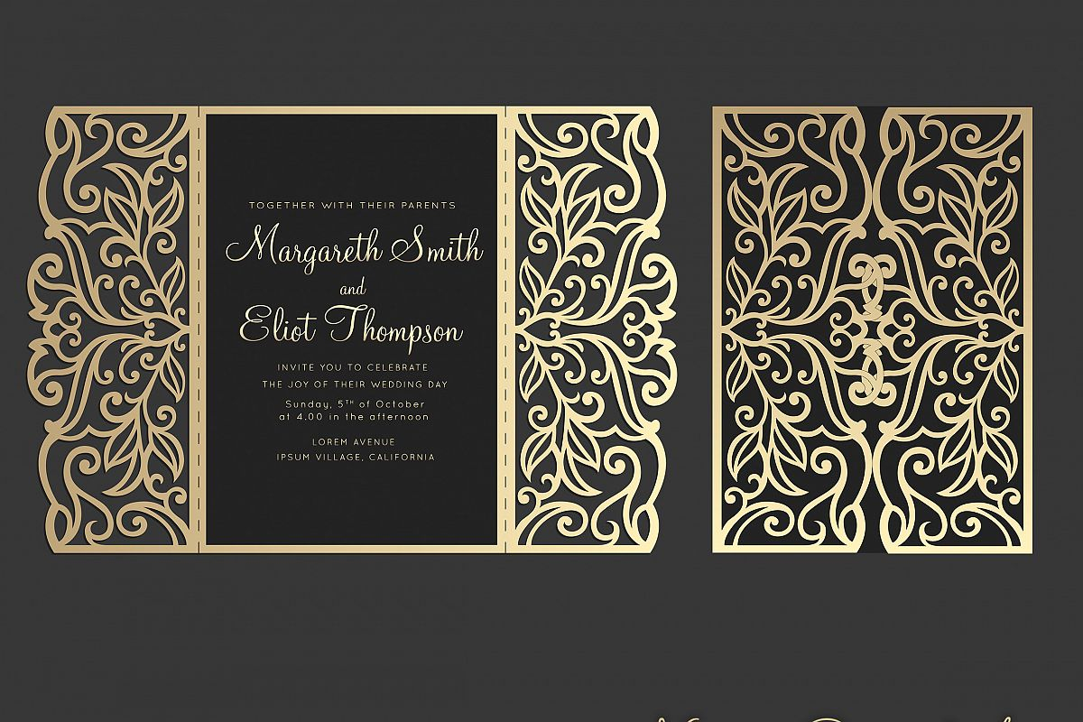 Gate Fold Wedding Invitation 5x7 Cricut Template Quinceanera with regard to size 1200 X 800