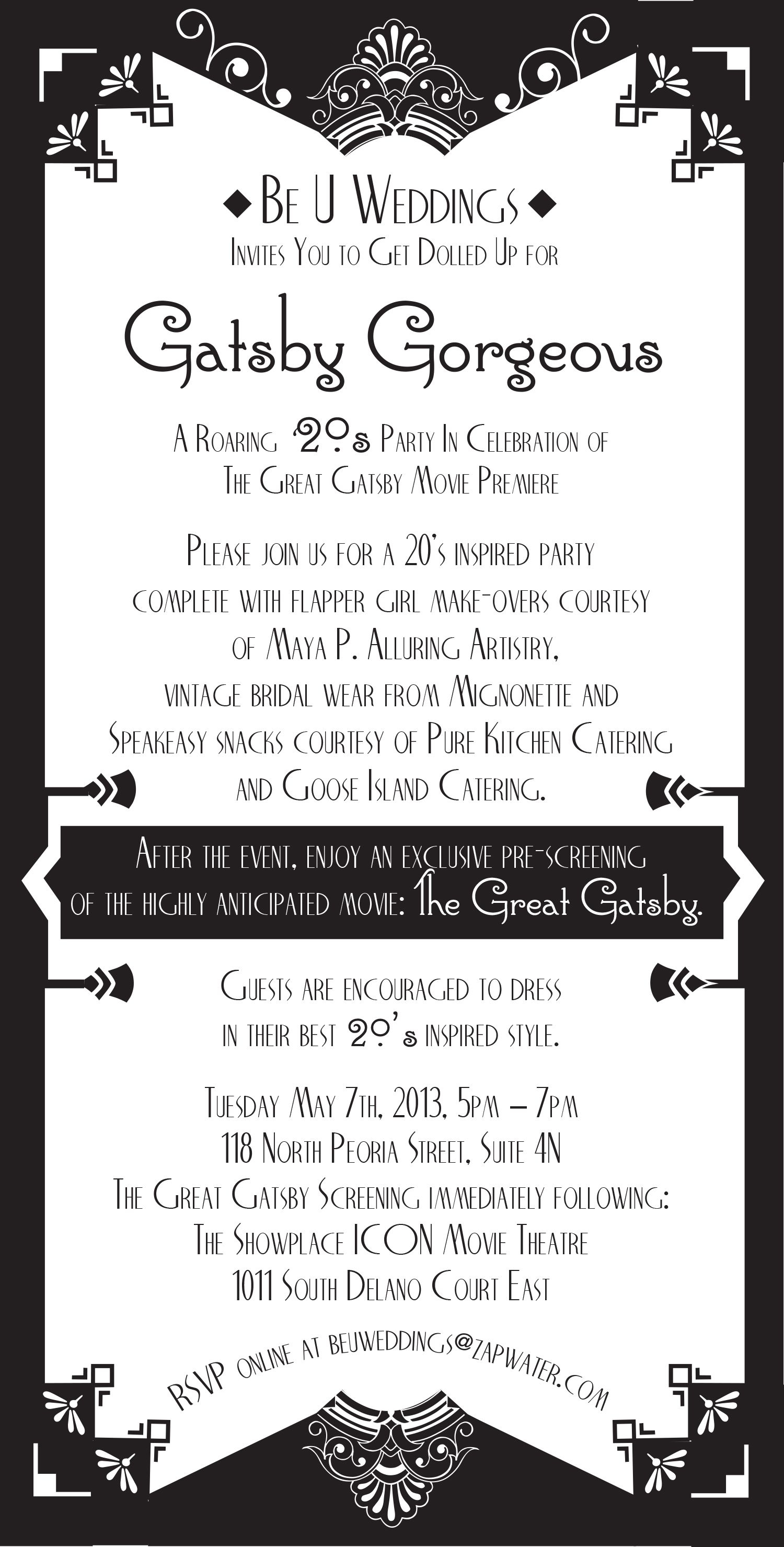 Gats Themed Party Invitation Party Invitation Wording in proportions 1500 X 2959