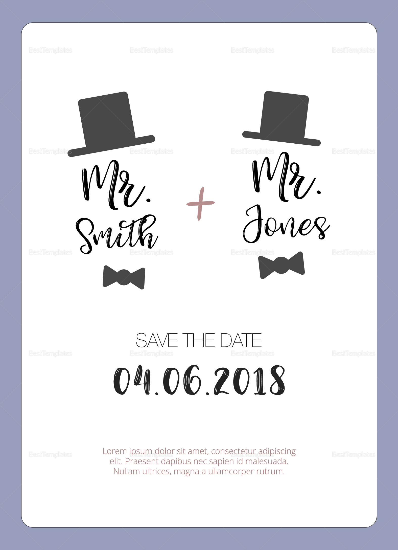 Gay Wedding Invitation Design Template In Psd Word Publisher in proportions 1575 X 2175